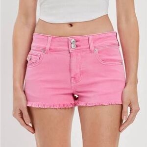 NWOT Size 2 AEO Ne(x)t Level Low-Rise Denim Pink Short Shorts